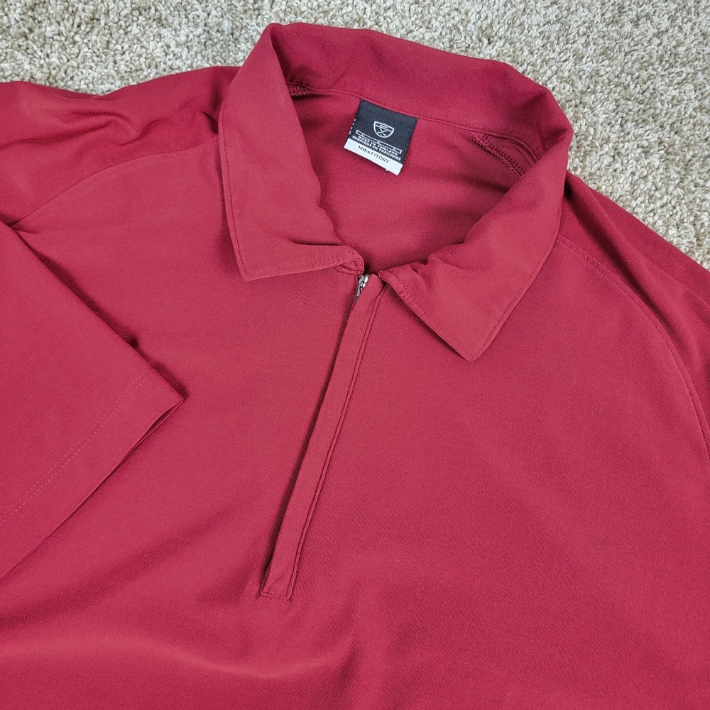 Nike Fit Dry Mens Large Solid Red Performance Stretch Quarter Zip‎ Polo SS
